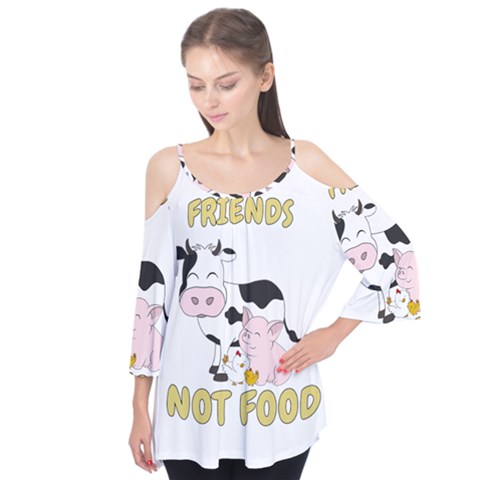 Friends Not Food - Cute Cow, Pig And Chicken Flutter Tees by Valentinaart