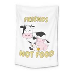 Friends Not Food - Cute Cow, Pig And Chicken Small Tapestry by Valentinaart