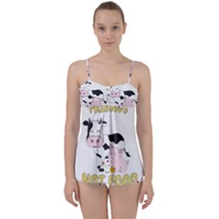 Friends Not Food - Cute Cow, Pig And Chicken Babydoll Tankini Set by Valentinaart