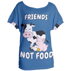 Friends Not Food - Cute Cow, Pig And Chicken Women s Oversized Tee by Valentinaart