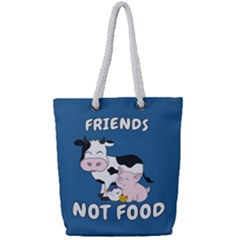 Friends Not Food - Cute Cow, Pig And Chicken Full Print Rope Handle Tote (small) by Valentinaart