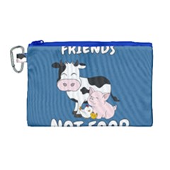 Friends Not Food - Cute Cow, Pig And Chicken Canvas Cosmetic Bag (large) by Valentinaart