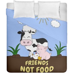 Friends Not Food - Cute Cow, Pig And Chicken Duvet Cover Double Side (california King Size) by Valentinaart