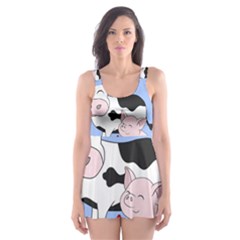 Friends Not Food - Cute Cow, Pig And Chicken Skater Dress Swimsuit by Valentinaart