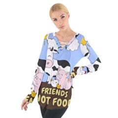 Friends Not Food - Cute Cow, Pig And Chicken Tie Up Tee by Valentinaart