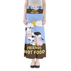 Friends Not Food - Cute Cow, Pig And Chicken Full Length Maxi Skirt by Valentinaart