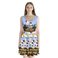 Friends Not Food - Cute Cow, Pig And Chicken Split Back Mini Dress  by Valentinaart