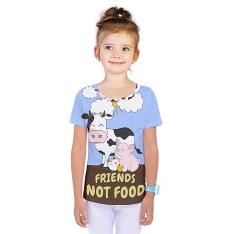 Friends Not Food - Cute Cow, Pig And Chicken Kids  One Piece Tee by Valentinaart