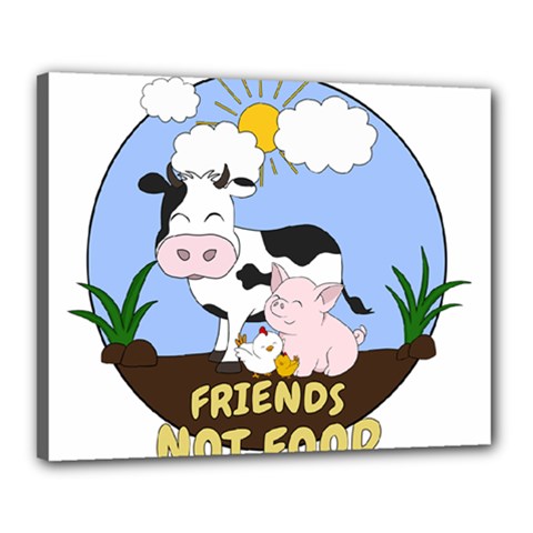 Friends Not Food - Cute Cow, Pig And Chicken Canvas 20  X 16  by Valentinaart