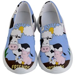 Friends Not Food - Cute Cow, Pig And Chicken Kid s Lightweight Slip Ons by Valentinaart