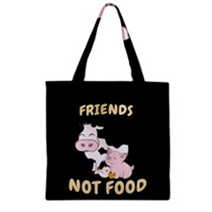 Friends Not Food - Cute Cow, Pig And Chicken Zipper Grocery Tote Bag by Valentinaart