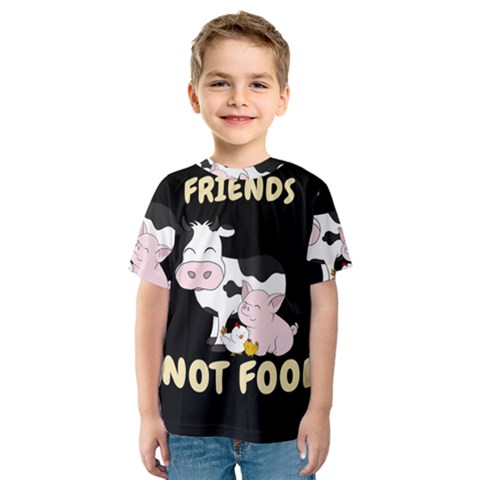 Friends Not Food - Cute Cow, Pig And Chicken Kids  Sport Mesh Tee by Valentinaart