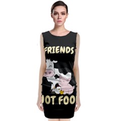 Friends Not Food - Cute Cow, Pig And Chicken Classic Sleeveless Midi Dress