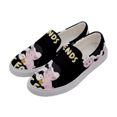 Friends Not Food - Cute Cow, Pig And Chicken Women s Canvas Slip Ons by Valentinaart