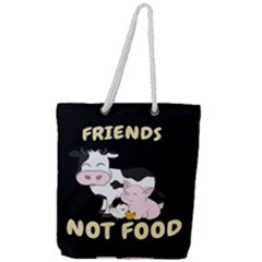 Friends Not Food - Cute Cow, Pig And Chicken Full Print Rope Handle Tote (large) by Valentinaart