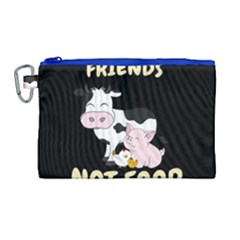 Friends Not Food - Cute Cow, Pig And Chicken Canvas Cosmetic Bag (large) by Valentinaart