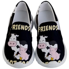 Friends Not Food - Cute Cow, Pig And Chicken Kid s Lightweight Slip Ons by Valentinaart