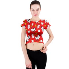 The Farm Pattern Crew Neck Crop Top by Valentinaart