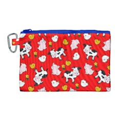 The Farm Pattern Canvas Cosmetic Bag (large) by Valentinaart