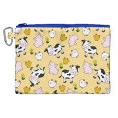 The Farm Pattern Canvas Cosmetic Bag (xl) by Valentinaart