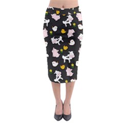 The Farm Pattern Midi Pencil Skirt by Valentinaart