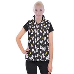 The Farm Pattern Women s Button Up Puffer Vest by Valentinaart