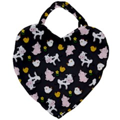 The Farm Pattern Giant Heart Shaped Tote by Valentinaart