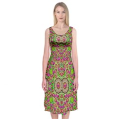 Love The Wood Garden Of Apples Midi Sleeveless Dress by pepitasart