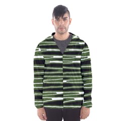 Sketched Wavy Stripes Pattern Hooded Wind Breaker (Men)