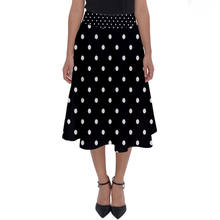 Black Polka Dots Perfect Length Midi Skirt