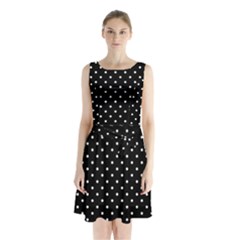 Black Polka Dots Sleeveless Waist Tie Chiffon Dress by jumpercat