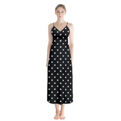 Black Polka Dots Button Up Chiffon Maxi Dress by jumpercat