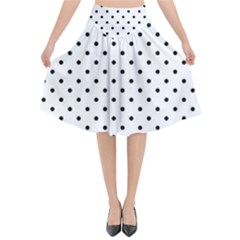 White Polka Dots Flared Midi Skirt by jumpercat