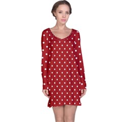 Red Polka Dots Long Sleeve Nightdress