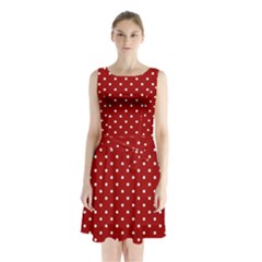 Red Polka Dots Sleeveless Waist Tie Chiffon Dress by jumpercat