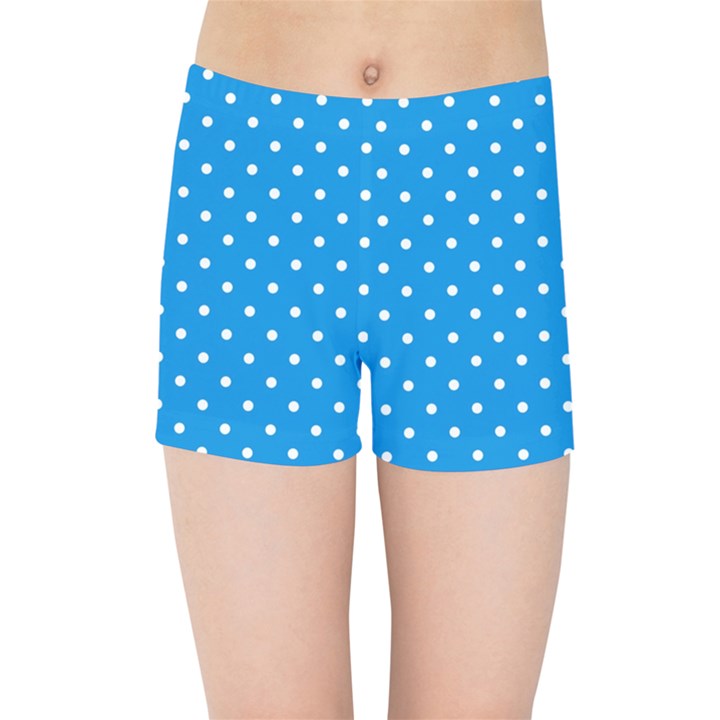 Blue Polka Dots Kids Sports Shorts