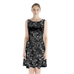 Dark Leaves Sleeveless Waist Tie Chiffon Dress by jumpercat