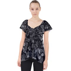 Dark Leaves Lace Front Dolly Top