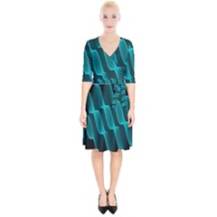 Background Light Glow Blue Green Wrap Up Cocktail Dress