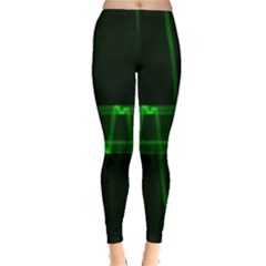 Background Signal Light Glow Green Leggings  by Nexatart