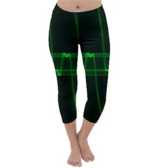 Background Signal Light Glow Green Capri Winter Leggings  by Nexatart