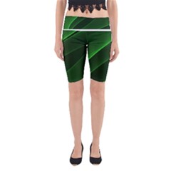 Background Light Glow Green Yoga Cropped Leggings by Nexatart