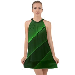 Background Light Glow Green Halter Tie Back Chiffon Dress