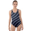 Metal Steel Stripped Creative Cut-Out Back One Piece Swimsuit View1