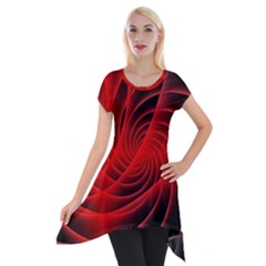 Red Abstract Art Background Digital Short Sleeve Side Drop Tunic