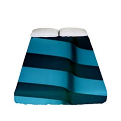 Curtain Stripped Blue Creative Fitted Sheet (full/ Double Size) by Nexatart