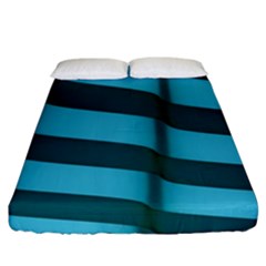 Curtain Stripped Blue Creative Fitted Sheet (king Size) by Nexatart