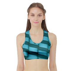 Curtain Stripped Blue Creative Sports Bra With Border by Nexatart