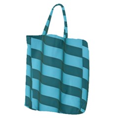 Curtain Stripped Blue Creative Giant Grocery Zipper Tote