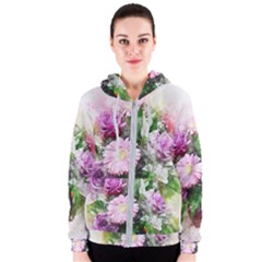 Flowers Roses Bouquet Art Nature Women s Zipper Hoodie by Nexatart